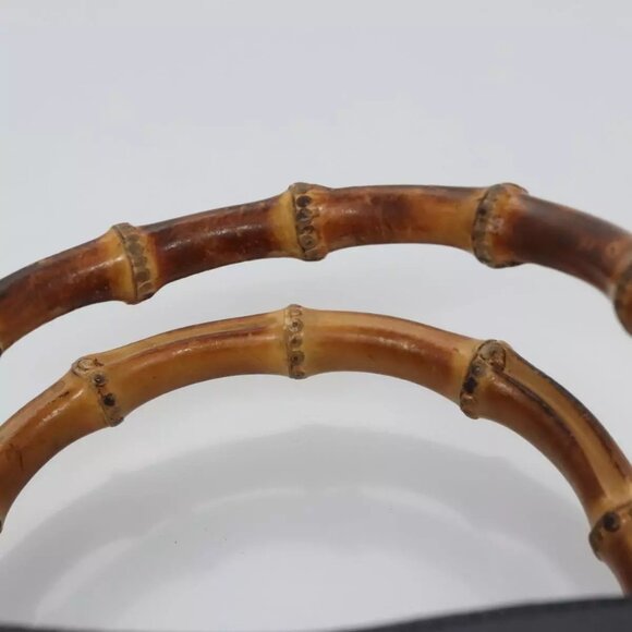 GUCCI Bamboo Hand Bag Suede Leather Navy Auth - Picture 5 of 16